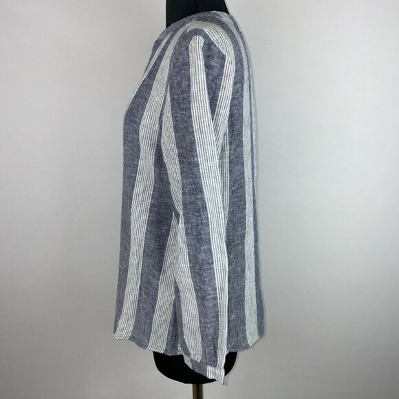 Old Navy Women's Linen Blend Striped Split Neck Top - Picture 5 of 12